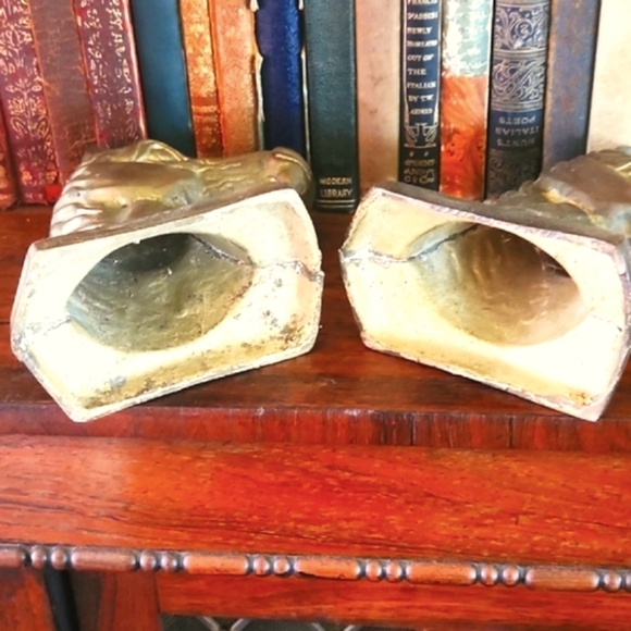 Mid-Century c.1950 Hollywood Regency English Pairing of Brass Horsehead Bookends - Picture 2 of 4